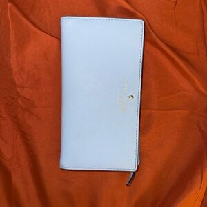 Kate Spade Sky Blue Wallet with Gold Accents